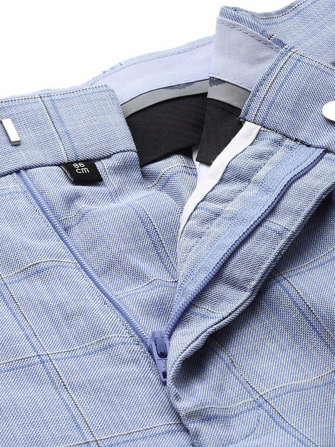 Park Avenue Super Slim Fit Checked Notched Lapel Single-Breasted Formal 2 Piece Suits