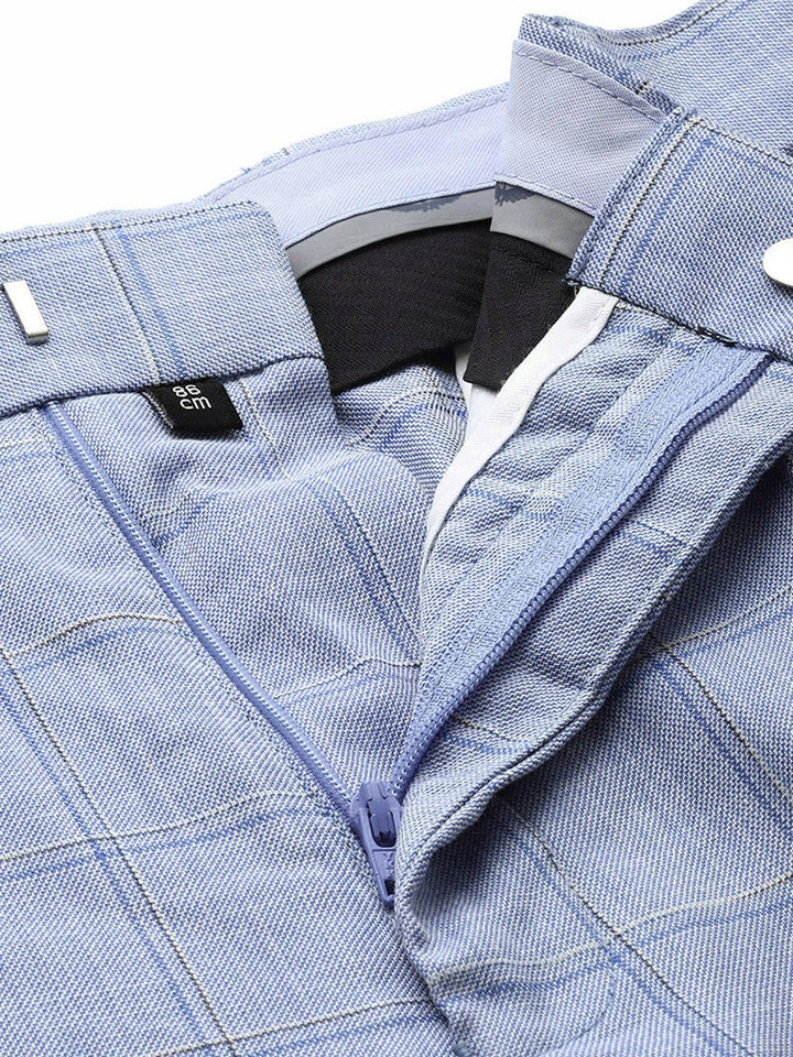 Park Avenue Super Slim Fit Checked Notched Lapel Single-Breasted Formal 2 Piece Suits