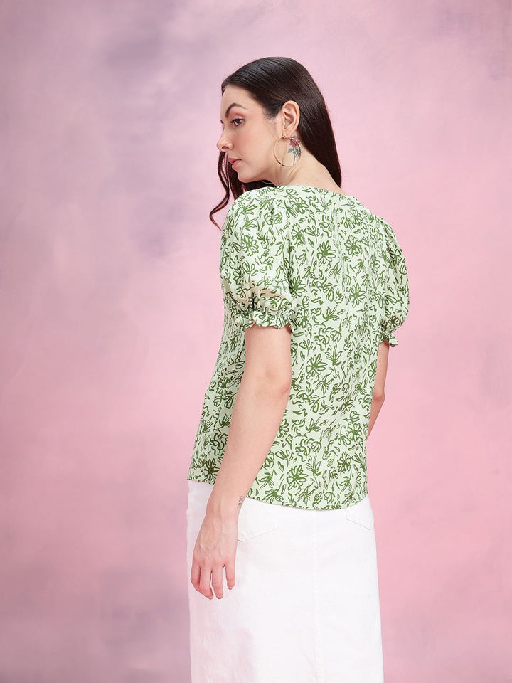DressBerry Floral Print Puff Sleeve Top