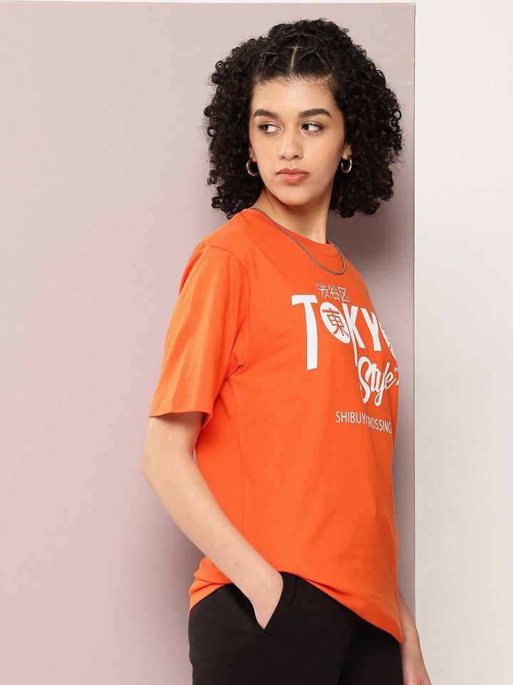 DILLINGER Women Typography Printed Oversized T-shirt
