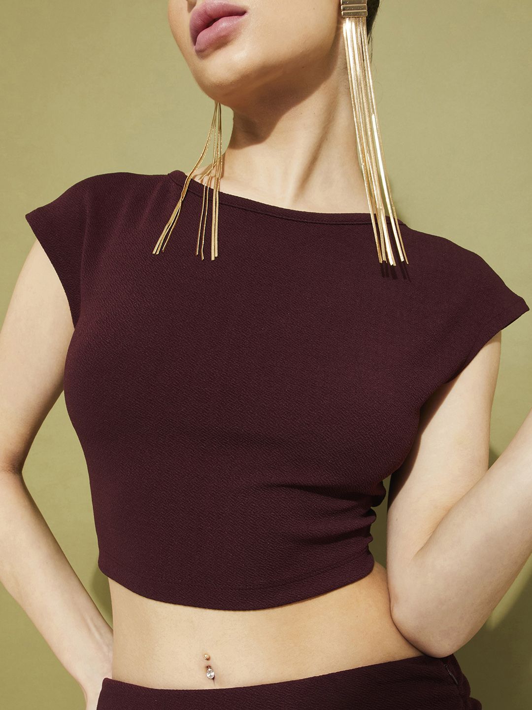 DressBerry Modern Minimalism Crop Top with Ruched Midi Skirt Co-Ord Set