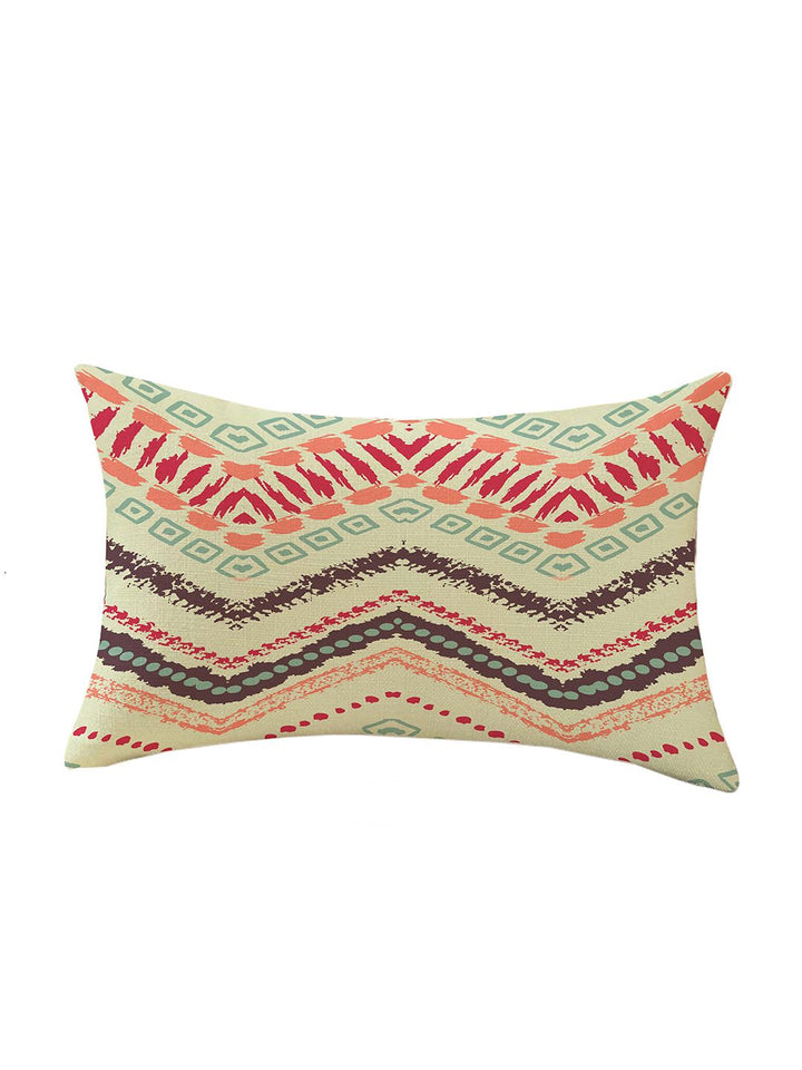 STITCHNEST Set of 2 Yellow & Off White 12" x 18" Geometric Rectangle Cushion Covers