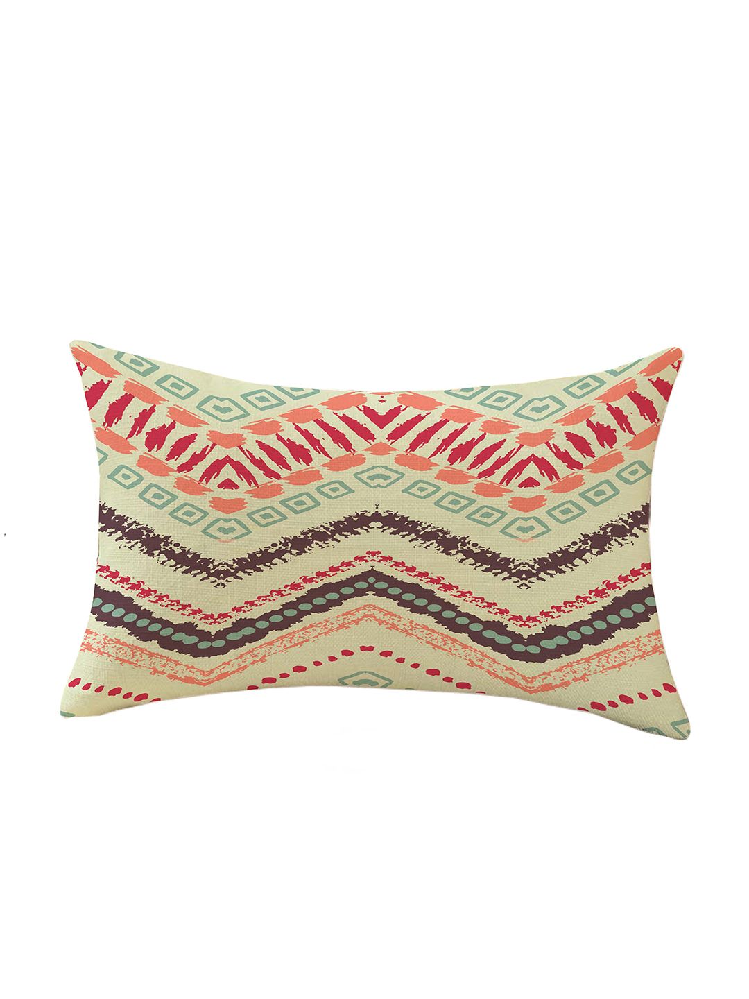 STITCHNEST Set of 2 Yellow & Off White 12" x 18" Geometric Rectangle Cushion Covers