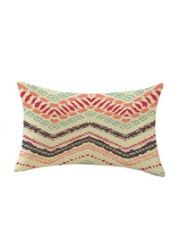 STITCHNEST Set of 2 Yellow & Off White 12" x 18" Geometric Rectangle Cushion Covers