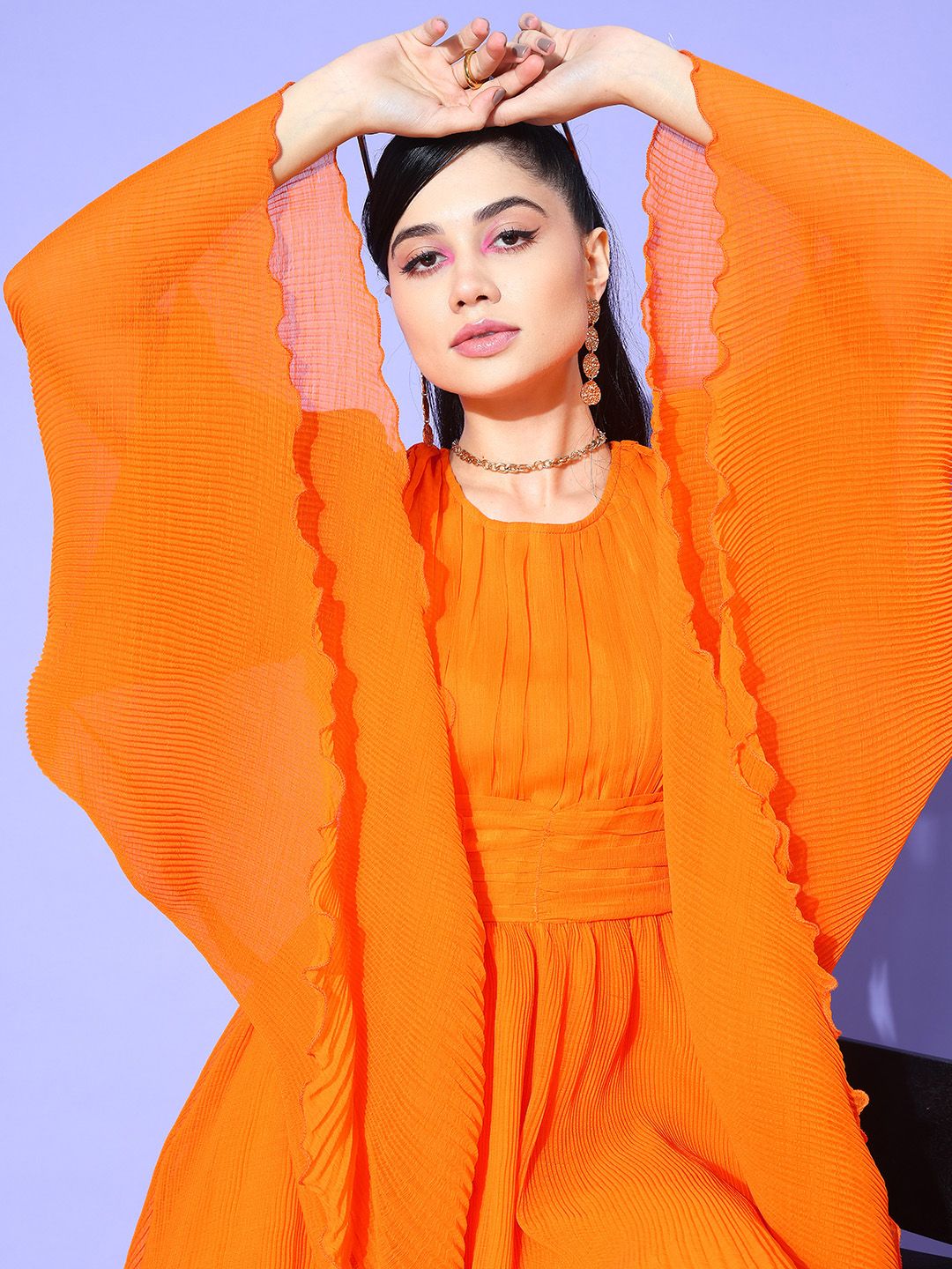 Antheaa Chiffon Fit & Flare Dress