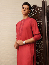 House of Pataudi Striped & Embroidered Pure Cotton Jashn Kurta with Trousers