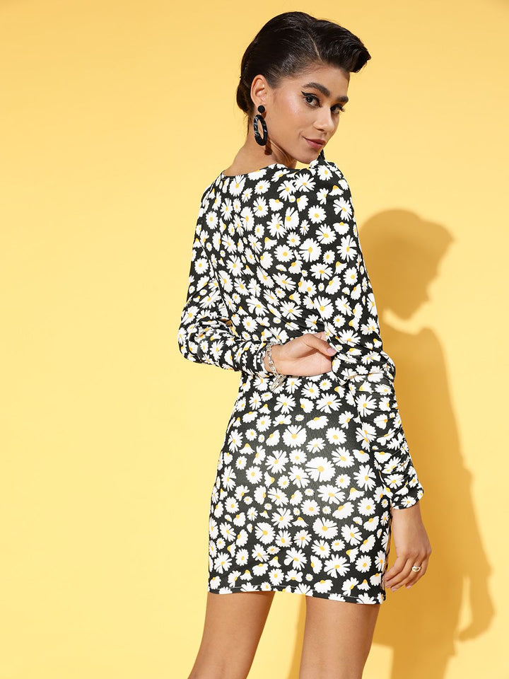Athena Women Floral Printed Bodycon Mini Dress