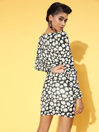 Athena Women Floral Printed Bodycon Mini Dress