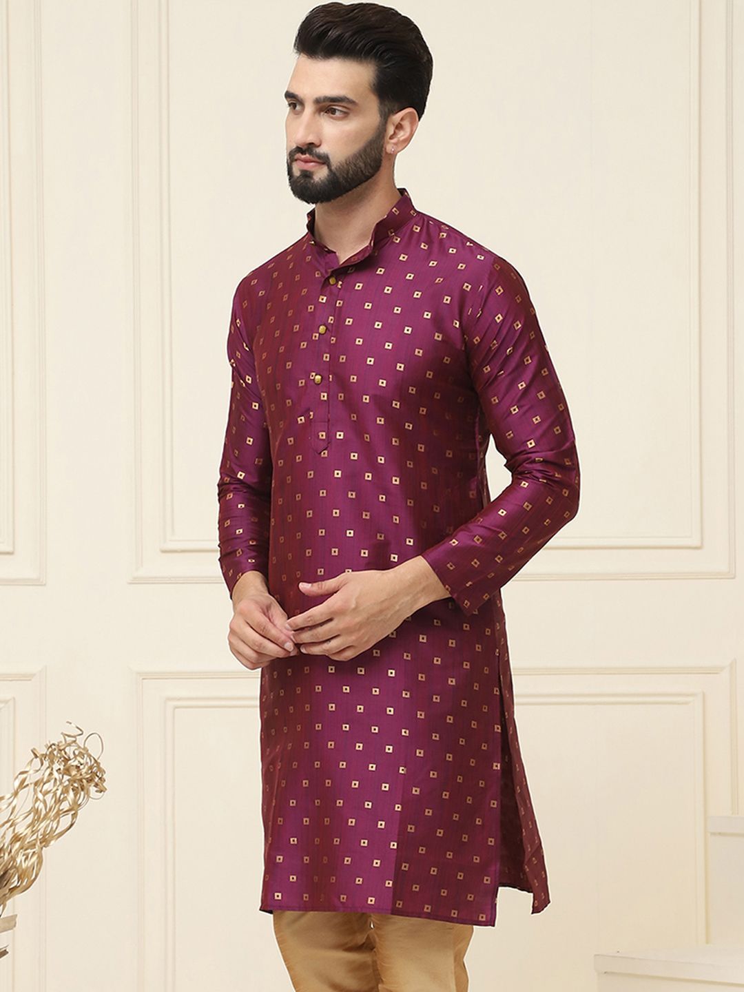 SOJANYA Geometric Silk Cotton Kurta