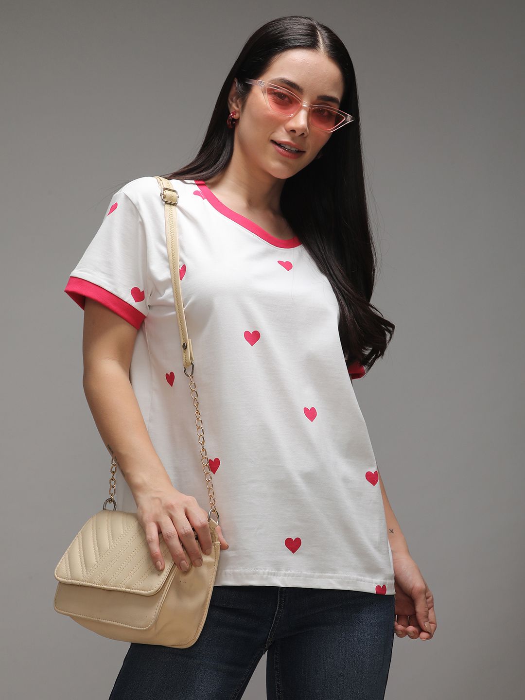 DILLINGER Women Short Sleeve Boxy Regular Printed Tshirt