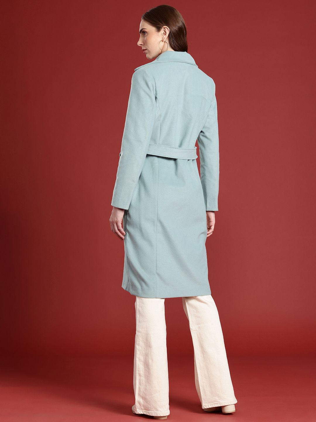 all about you Notched Lapel Collar Longline Trench Coat