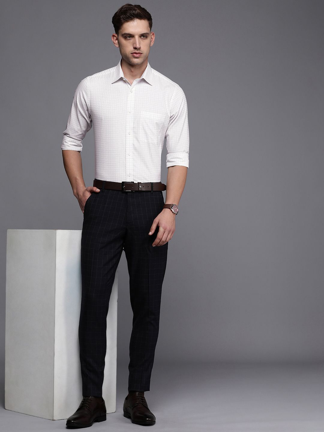 Raymond Slim Fit Checked Pure Cotton Formal Shirt