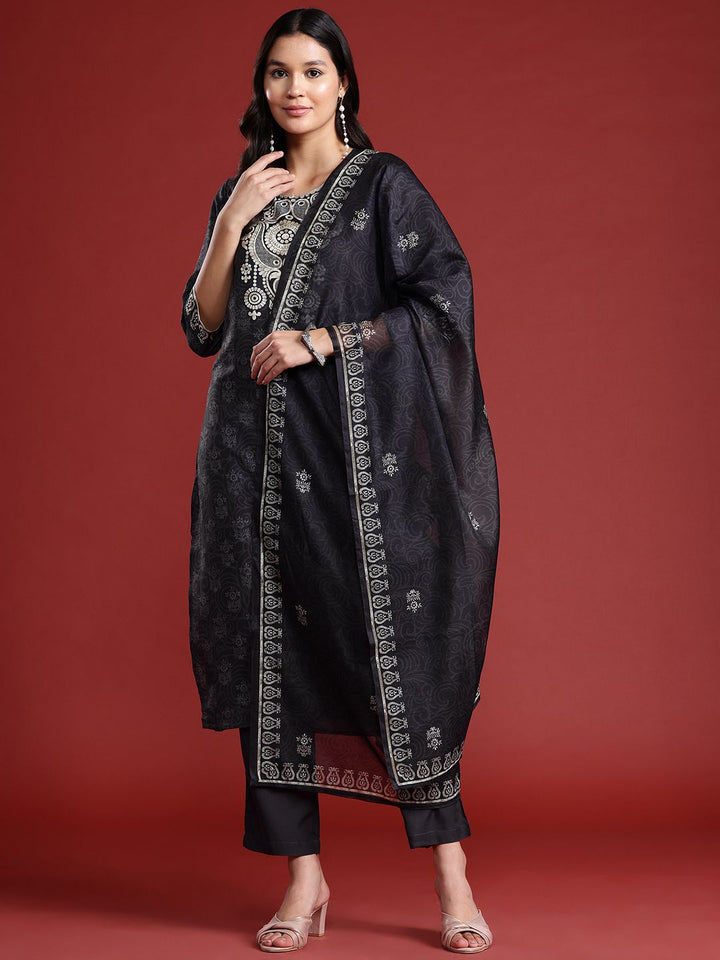 Anouk Printed Kurta with Trousers & Dupatta