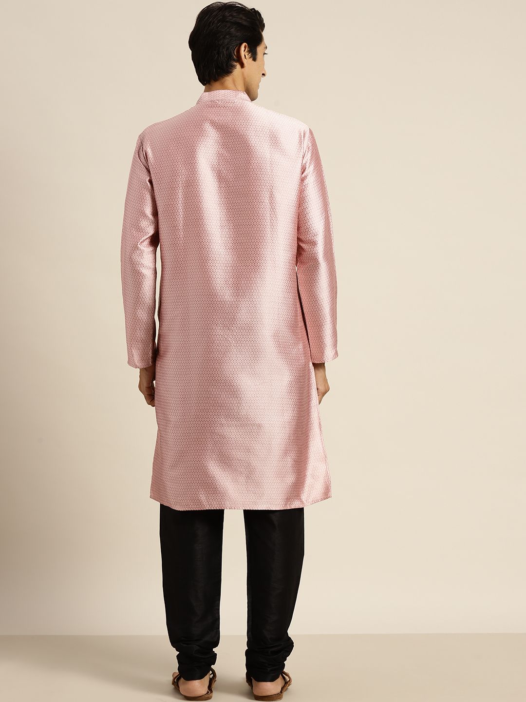 SOJANYA Men Pink Woven Design Kurta