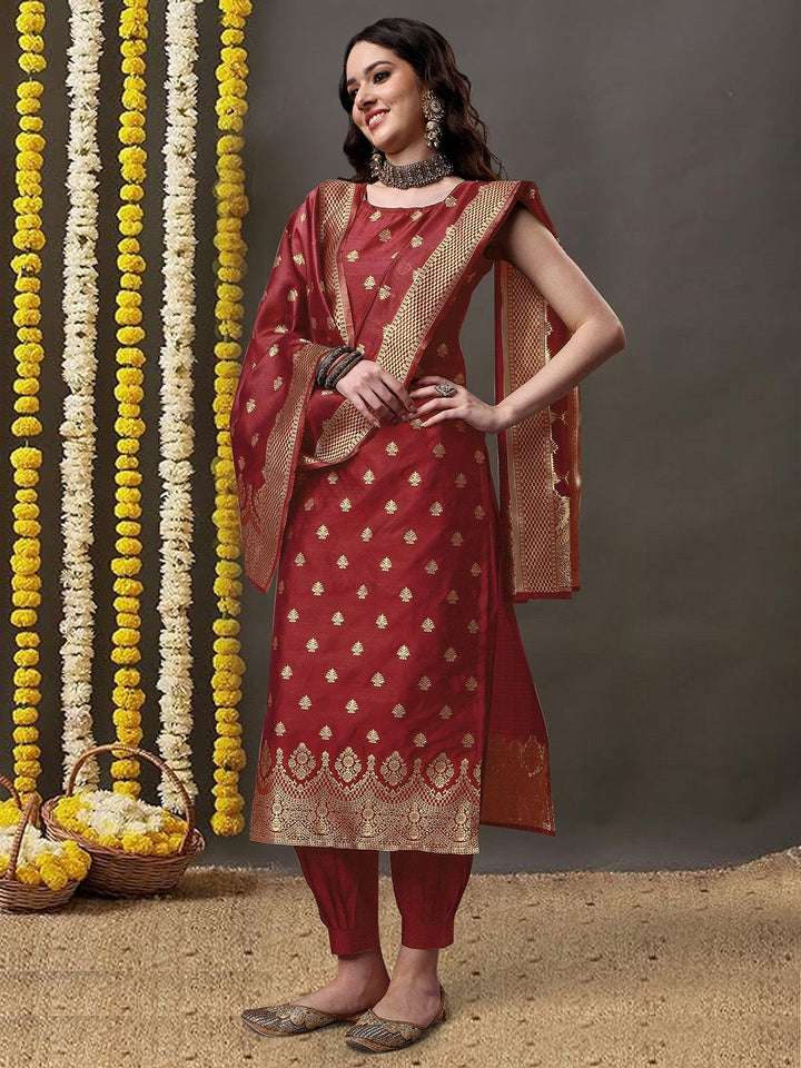 KALINI Ethnic Motifs Woven Design Kurta & Salwar With Dupatta