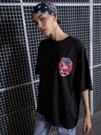 SASSAFRAS Graphic Printed Drop-Shoulder Oversized Pure Cotton T-shirt
