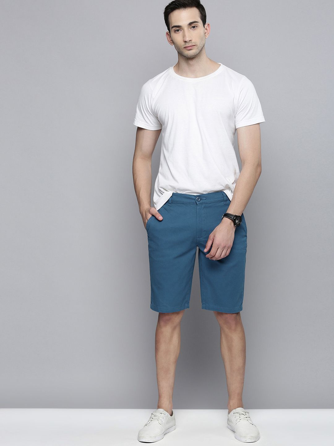 The Indian Garage Co Men Blue Slim Fit Regular Shorts