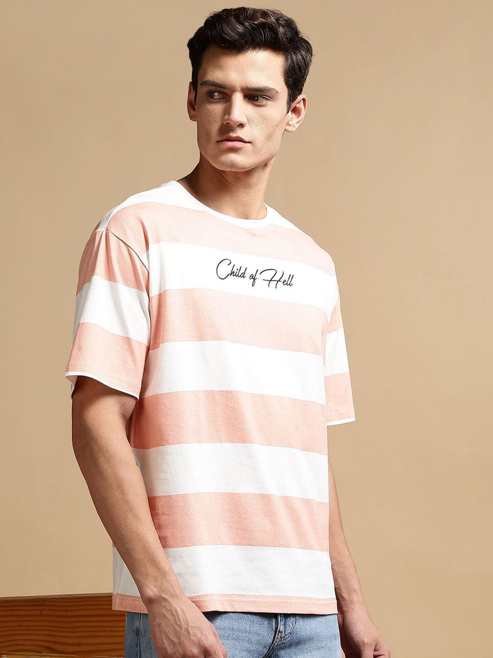 Eszett Men Child Hell Tshirt Striped Cotton Leher Bulat Kemeja-T Fit Oversized