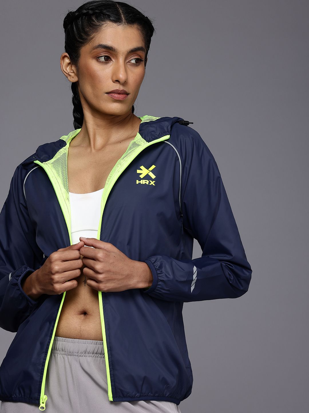 HRX by Hrithik Roshan Rapid-Dry Antimicrobial Running Hooded Sporty Jacket