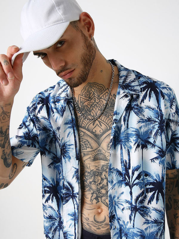 VASTRADO Men Hawaiian Printed Resort Collar Oversized Shirt