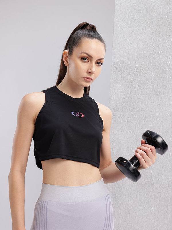 HRX by Hrithik Roshan Ruched Cropped Rapid-Dry Training T-shirt