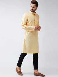 SOJANYA Lelaki Kuning Solid Kurta Lurus