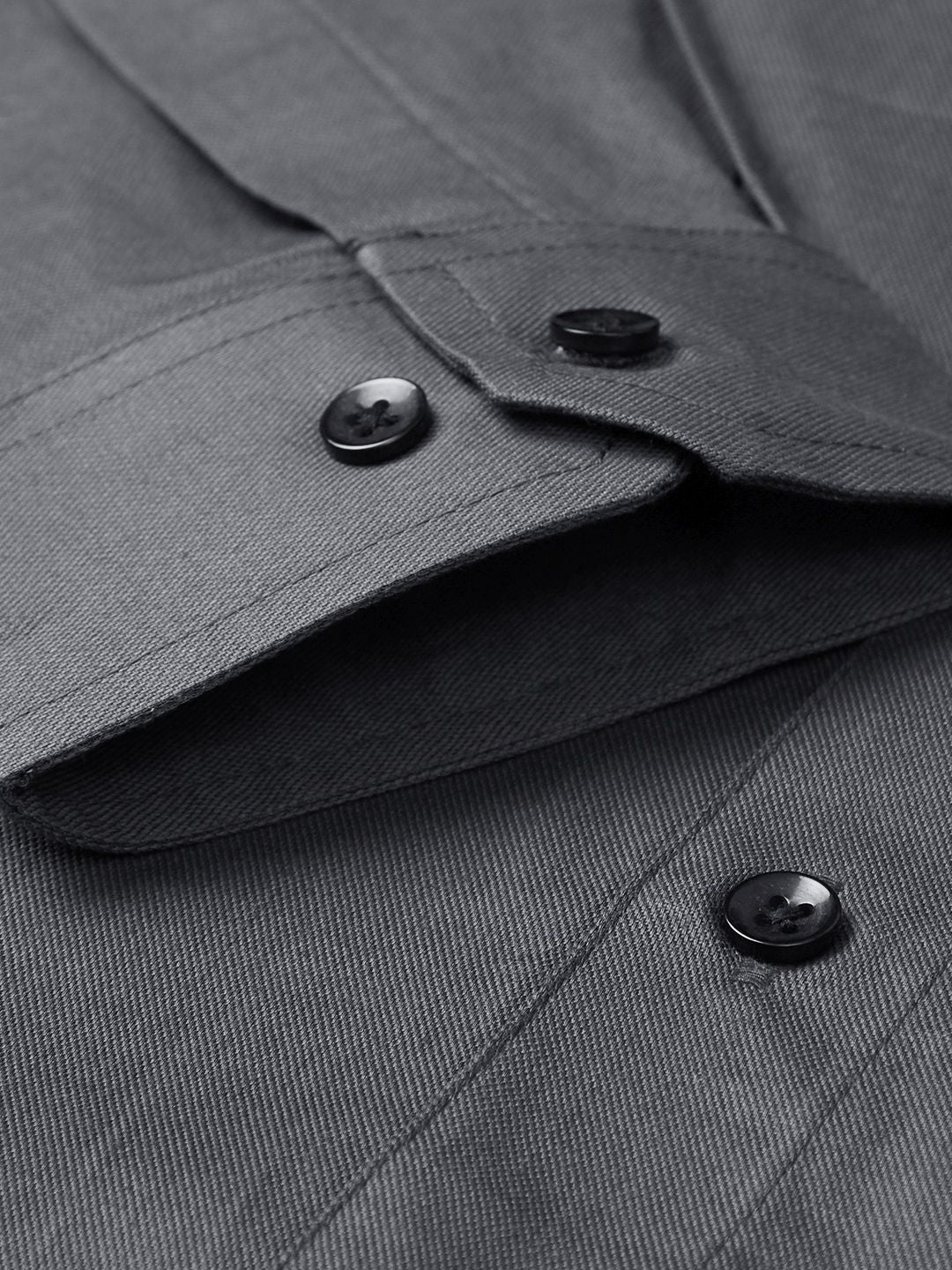 DENNISON Men Charcoal Grey Smart Slim Fit Solid Formal Shirt