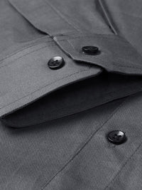 DENNISON Men Charcoal Grey Smart Slim Fit Solid Formal Shirt