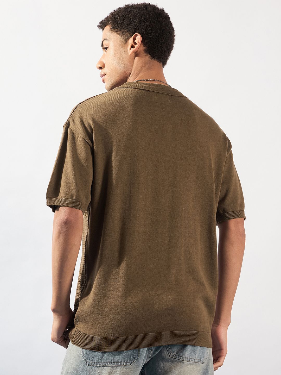 DENNISON Men Oversized Polo Collar Knitted T-Shirt