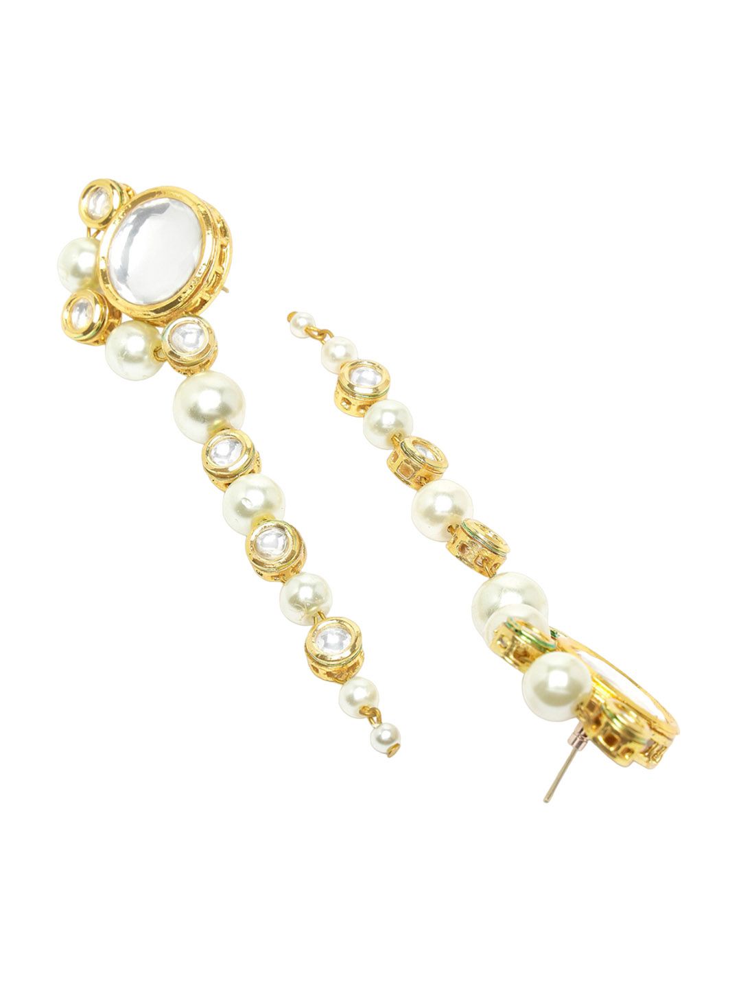 KARATCART Gold-Plated Kundan-Studded Drop Earrings