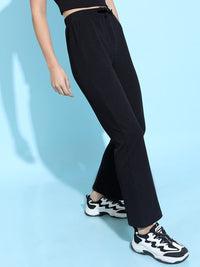 Tokyo Talkies Women Stylish Black Solid Top with Trousers