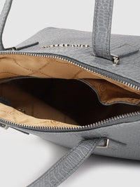 Lino Perros Grey Snakeskin Textured PU Structured Handheld Bag