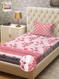 KLOTTHE Red & Pink Printed 300TC Dipasang Cadar Bujang & Sarung Bantal