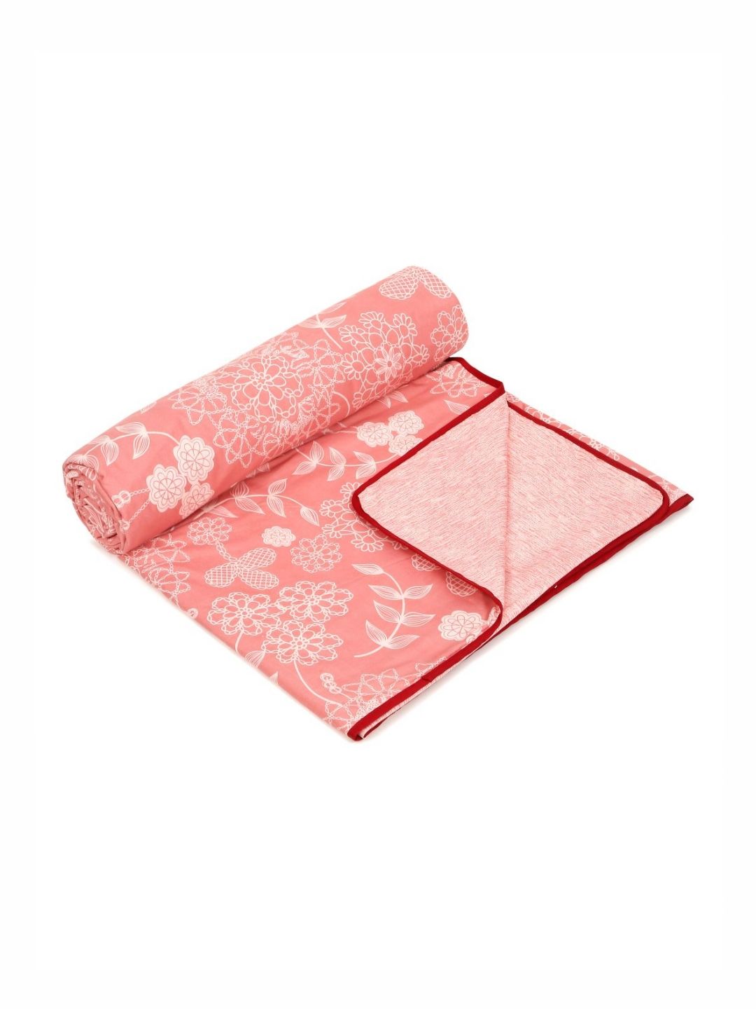 Cortina Rose & White Floral Microfiber AC Room Reversible Single Bed Dohar
