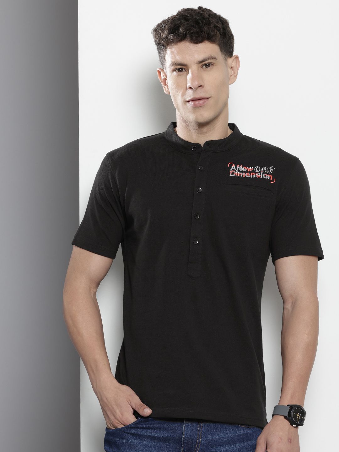 The Indian Garage Co Band Collar T-shirt