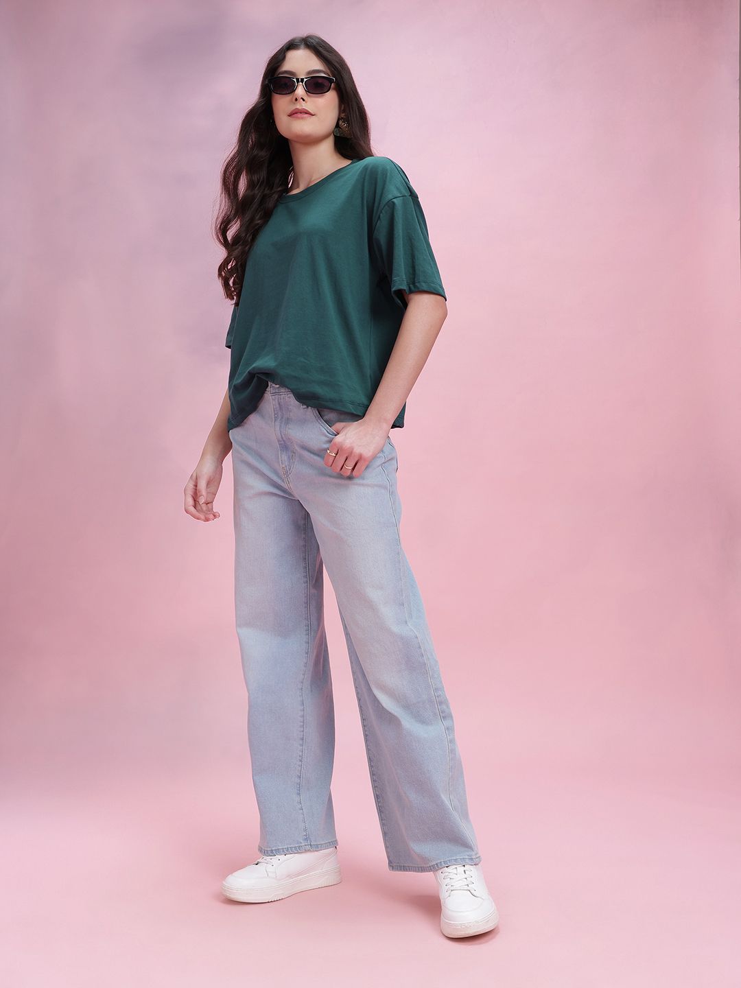 DressBerry Drop-Shoulder Sleeves Relaxed T-shirt