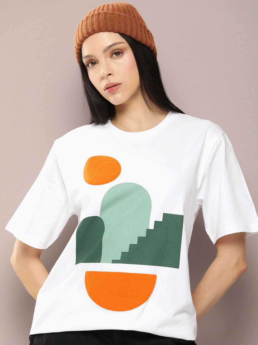 DILLINGER Women Graphic Printed Embossed Oversized T-shirt
