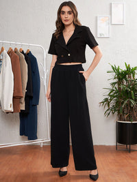 SASSAFRAS worklyf Women Double-Breasted Crop Blazers