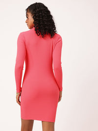DressBerry Bubblegum Pop Ribbed Cut-Out Detail Bodycon Mini Dress
