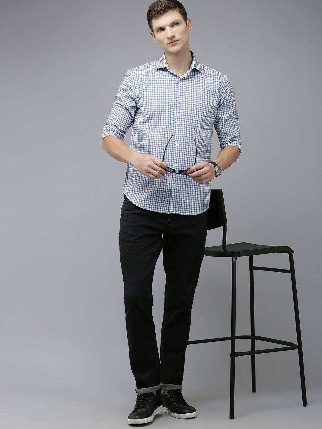 Park Avenue Slim Fit Pure Cotton Checked Casual Shirt