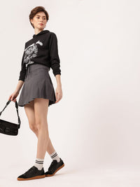 DressBerry Sporty Vibe Printed Drawstring-Hem Hooded Sweatshirt