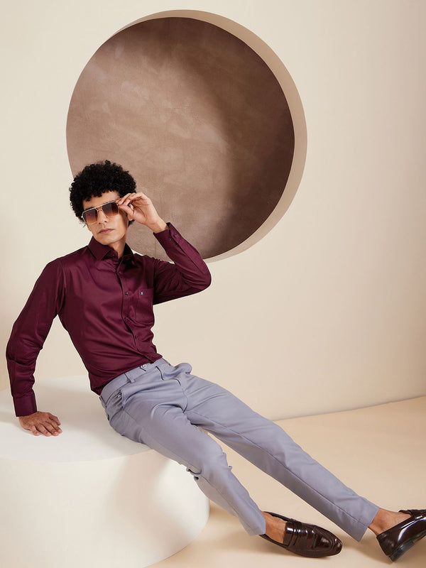 DENNISON Smart Solid Opaque Pure Cotton Satin Shirt