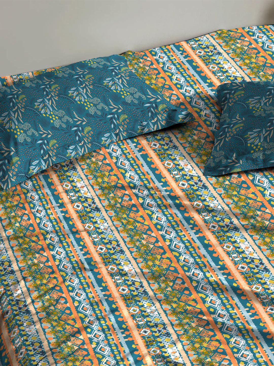MYTRIDENT Midnight Bloom Urban Comfort Flat 144TC Queen Cotton Bedsheet Set