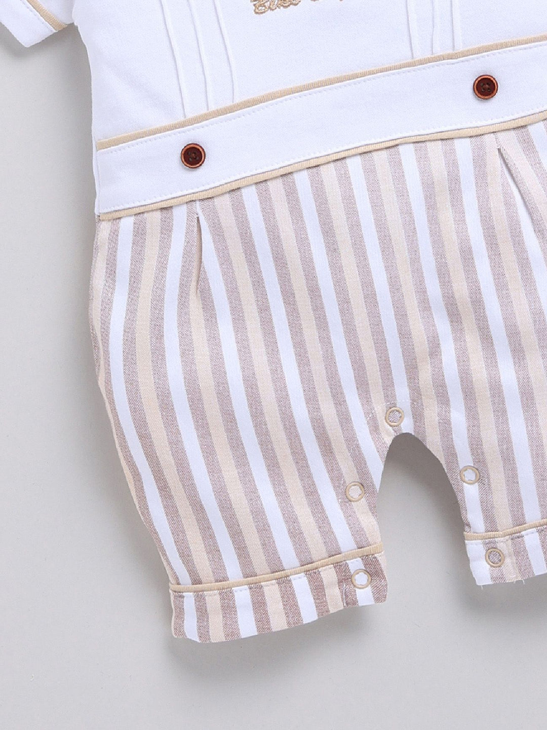 Moms Love Infant Girls Striped Cotton Rompers with Applique Detail