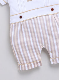 Moms Love Infant Girls Striped Cotton Rompers with Applique Detail