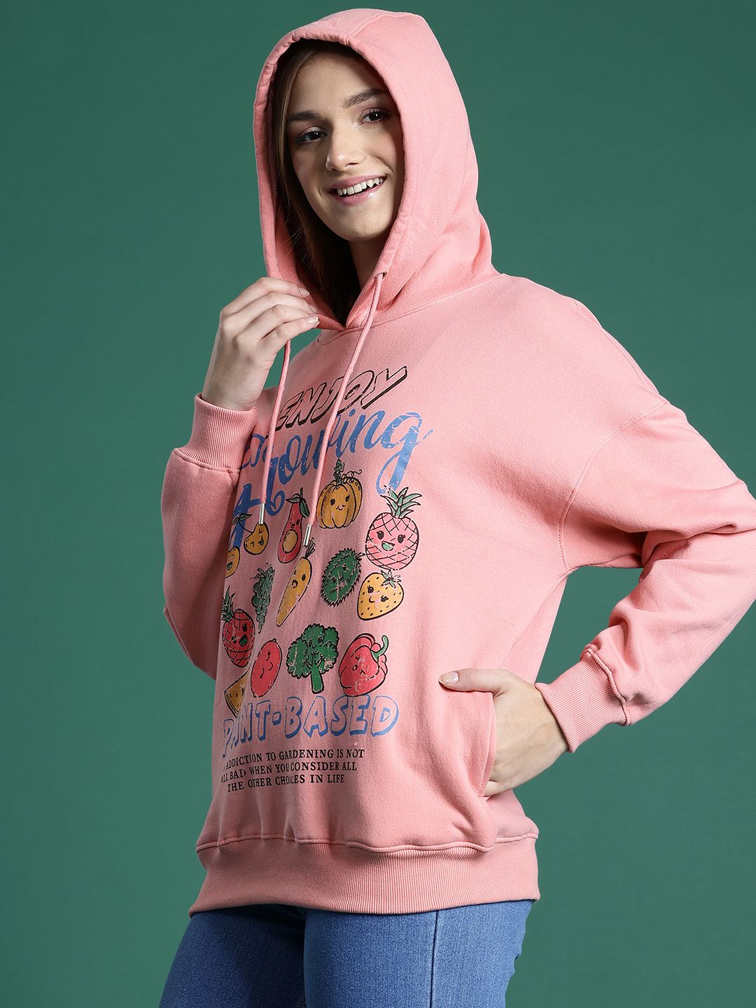 DressBerry Women Printed Hooded Sweatshirt