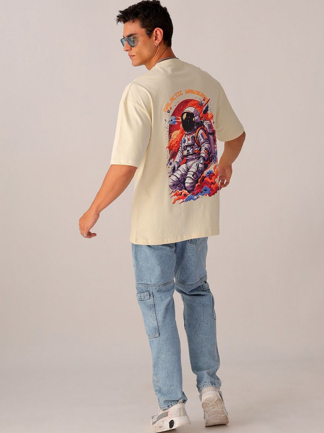 The Indian Garage Co Men Back Printed Oversized Round Neck T-shirt