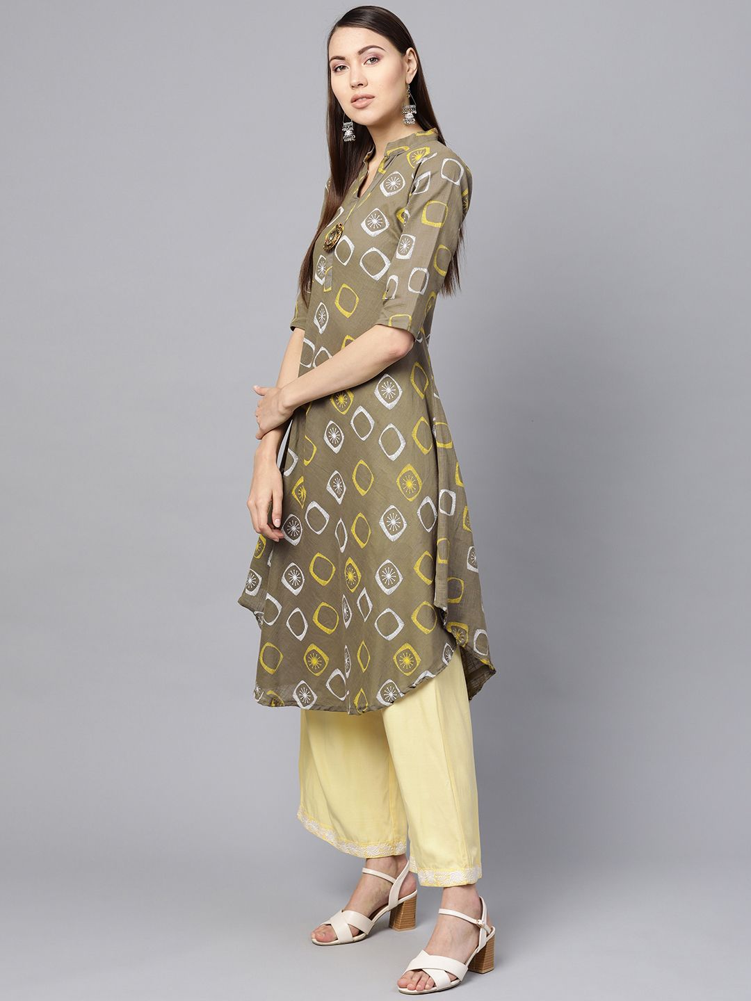 SOJANYA Women Grey Printed A-Line Kurta
