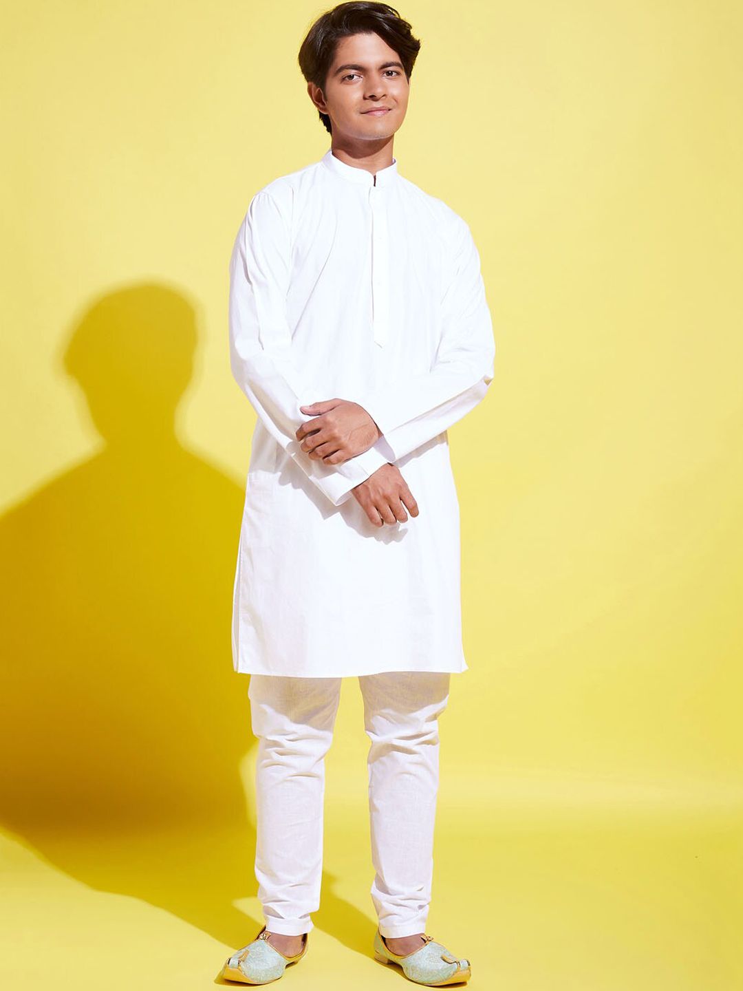 VASTRAMAY Boys White Pure Cotton Kurta with Pyjamas