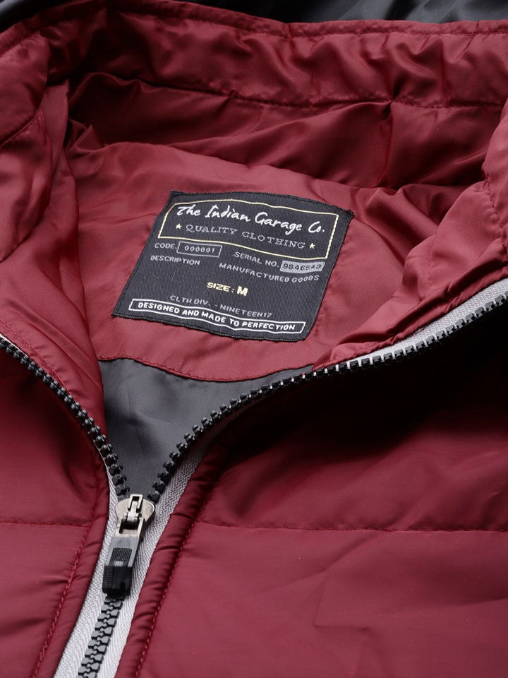 The Indian Garage Co Men Slim Fit Puffer Jacket with Detachable Hood